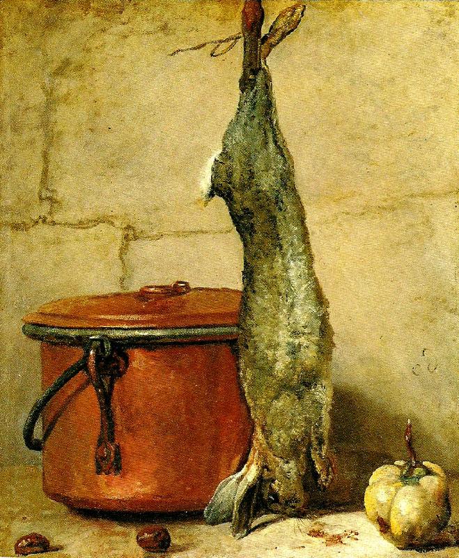 jean-simeon chardin stilleben med hare och kopparkittel